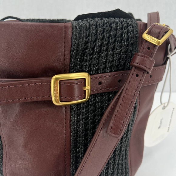 STAUD Handbag Womens Brown Cabana Raffia and Leather Shoulder Bucket Bag NWT - Picture 7 of 13